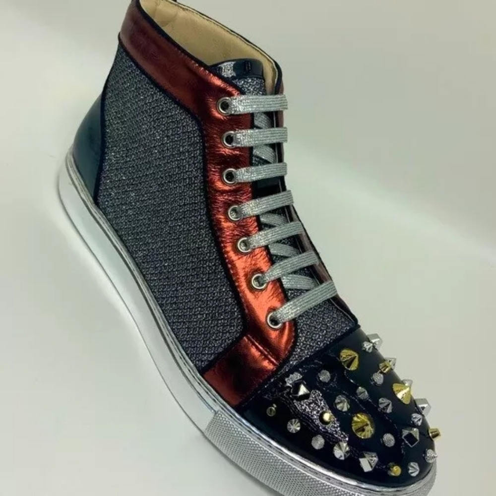 Men's J75 by Jump Siseley Black Red Mid Top Spike Toe